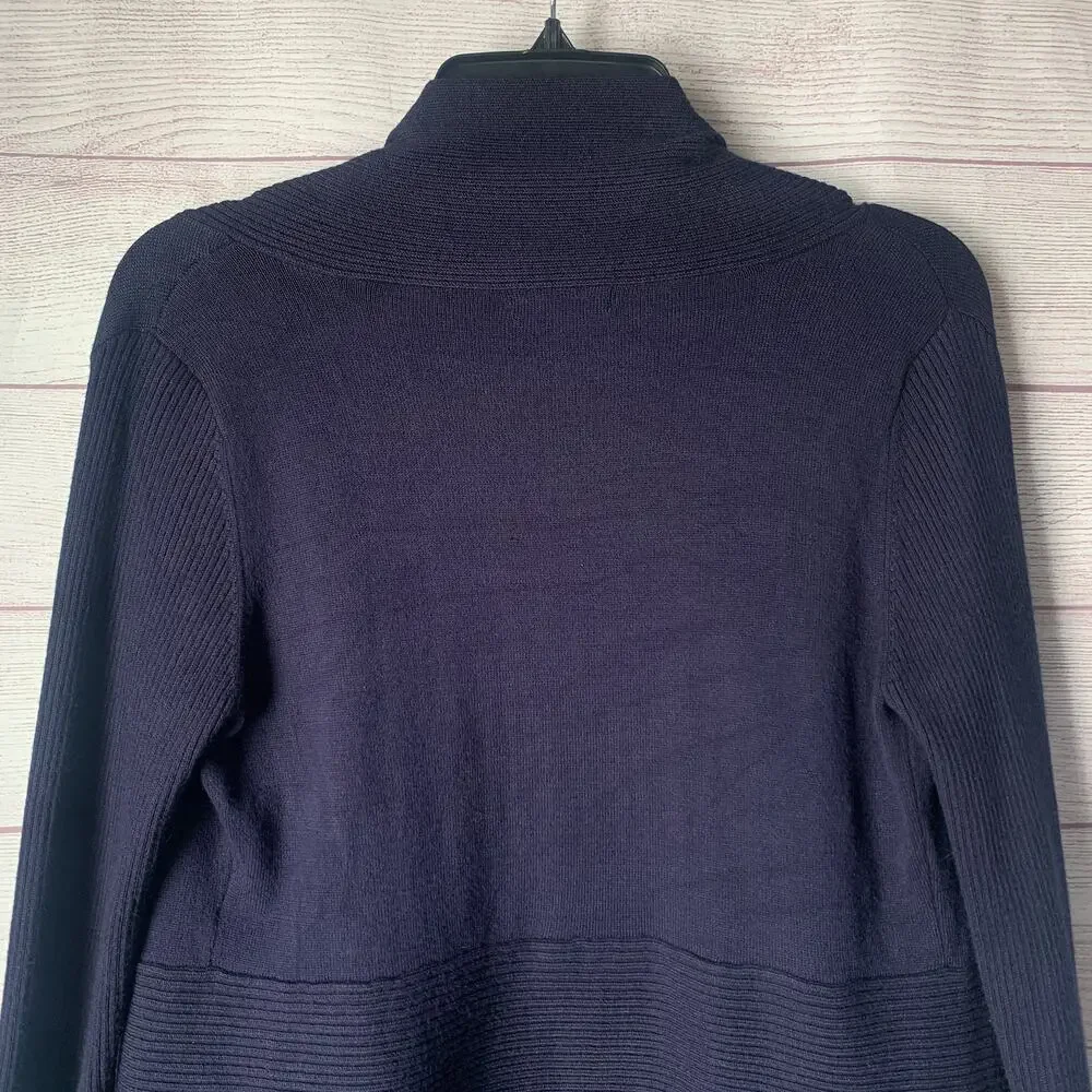 Verve Ami Navy Blue Cardigan Sweater Open Front Long Sleeves Size Small